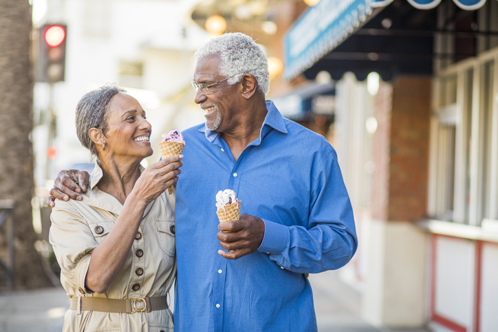 senior couple with ice cream
