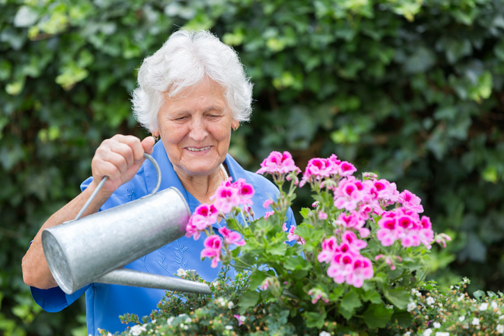Trinity tower resident with flowers