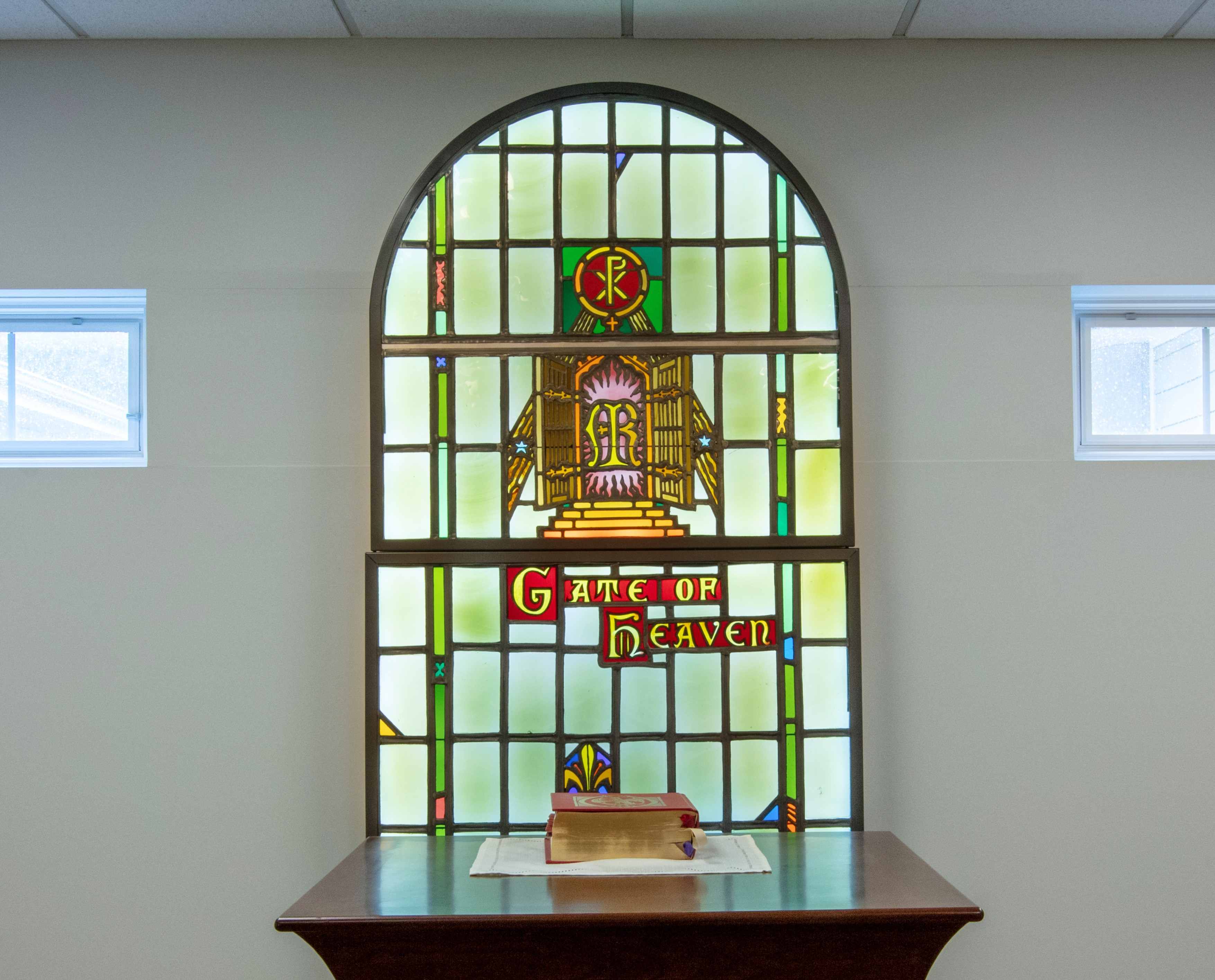 stained glass in chapel